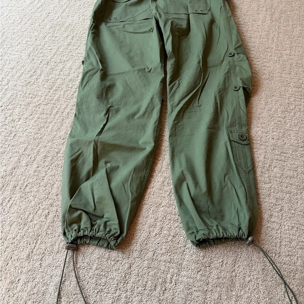 Olive Green Utility Drawstring Track Pants - Picture 2 of 6